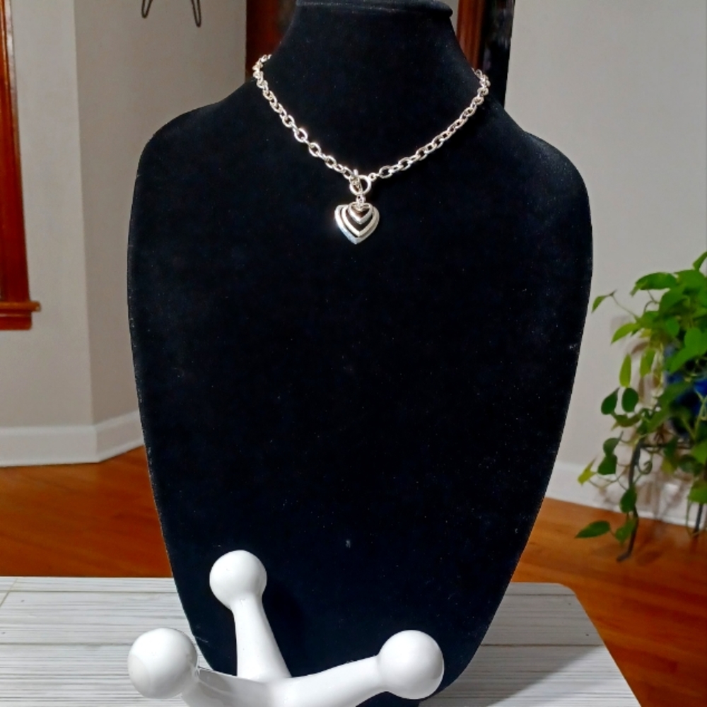 SILVER THREE HEART CHOKER/NECKLACE